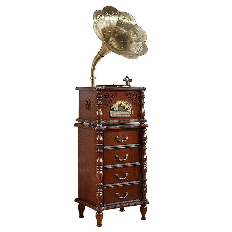 Factory supply Classic Wooden Radio Gramophone Luxury Retro Vinyl Phonograph Record Player Antique Gramophone