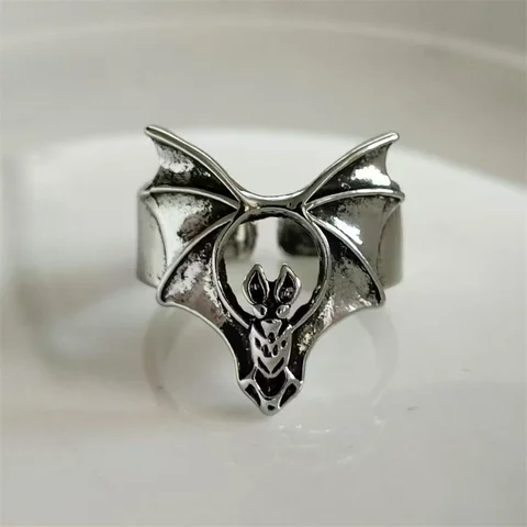 Винтажное мужское металлическое кольцо с летучей мышью, персонализированное панк-властное альтернативное кольцо, регулируемое открытие, ювелирное изделие, подарок бойфренду