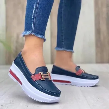 2022 Spring New Thick-soled Comfortable Women's Sneakers Luxury Loafers Designer Women's Shoes Fashion Lace-up White Shoes Women 1