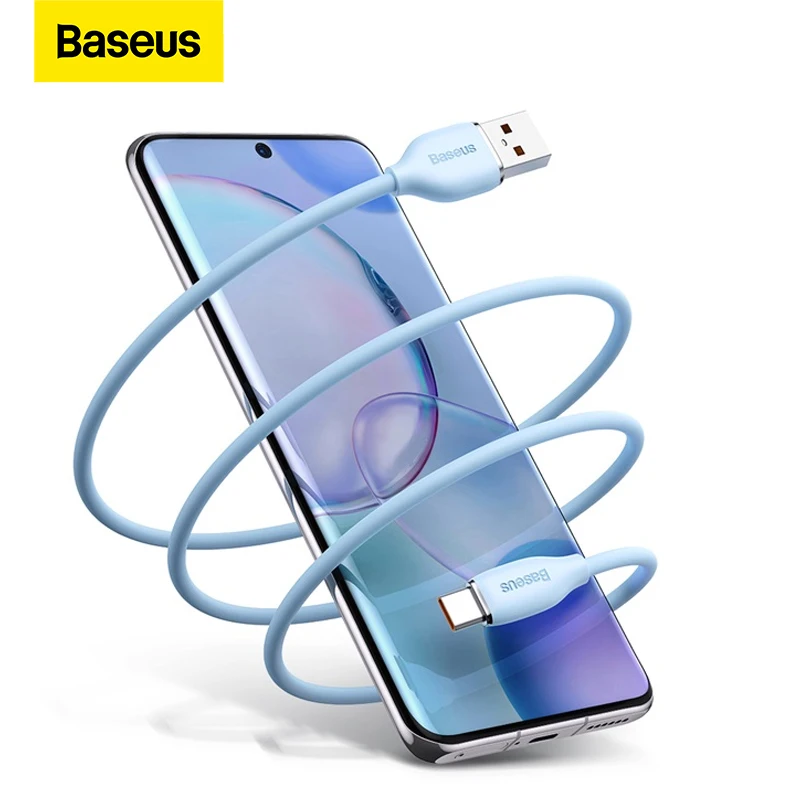 

Зарядный кабель Baseus с жидким силикагелем, USB C зарядный кабель для Xiaomi 11 Pro, Samsung S21, Type C, телефонный провод, шнур, зарядное устройство USB Type C