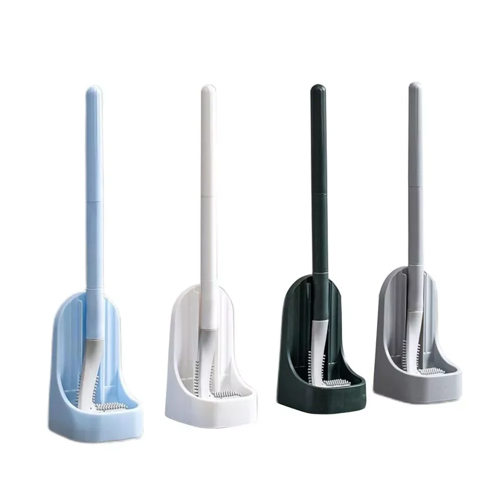 

Silicone Bristles Toilet Brush and Holder for Bathroom Storage Organization Compact Wall Hang Cleaning Kit WC Accessories