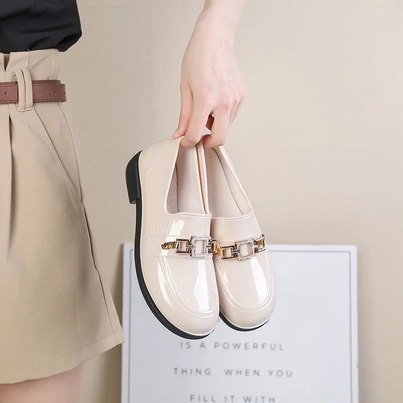 Rain Boots Women Diamond Chain Waterproof Water Shoes Top Quality Women's Rubber Shoes Oil-resistant Non-slip Kitchen Galoshes