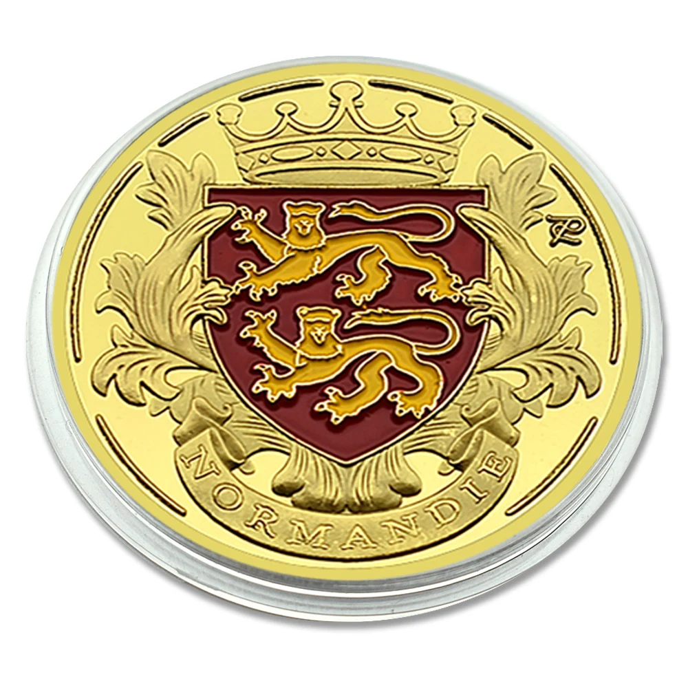 Франция Нормандия жирская позолоченная монета пейзаж металлическая медаль с
