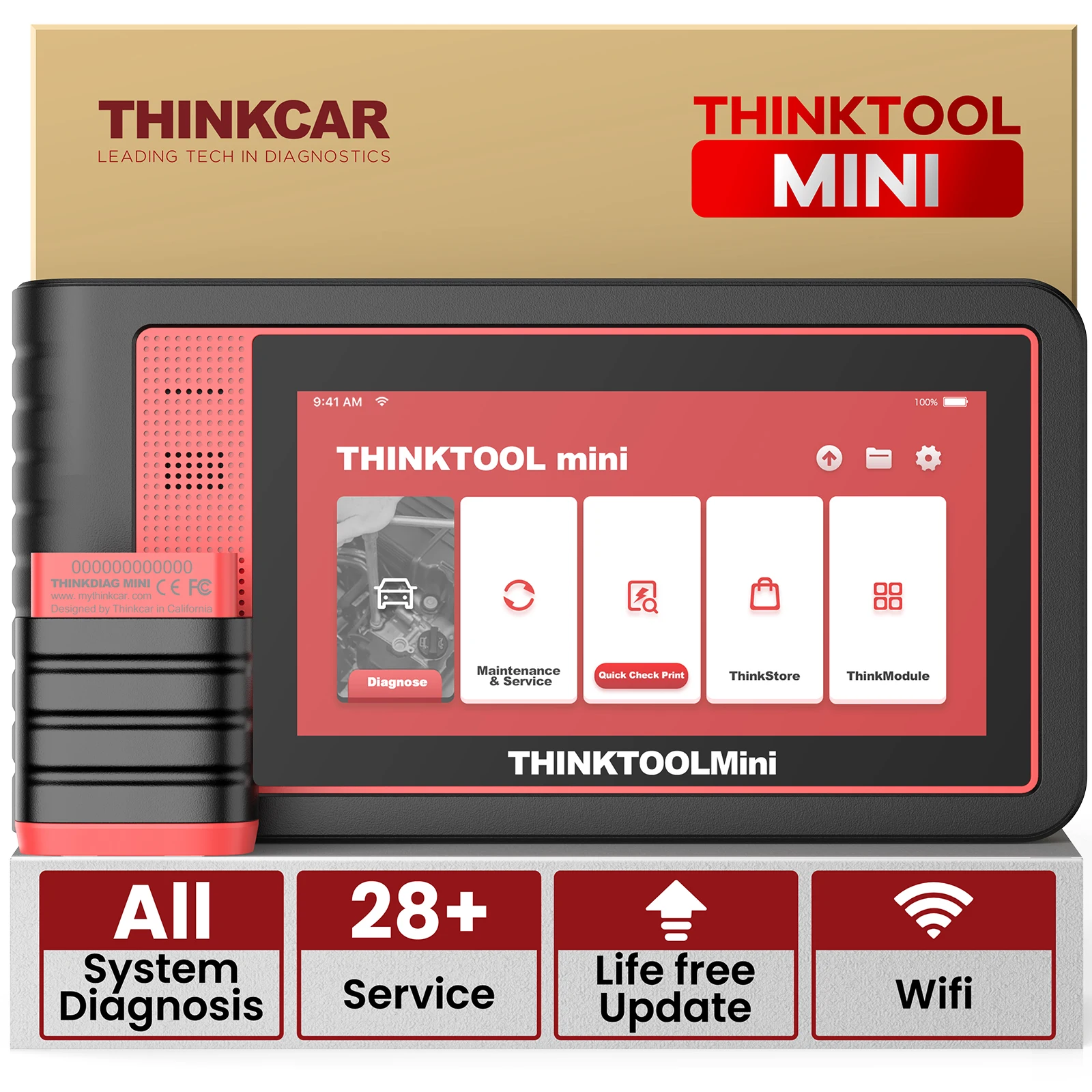 

Автомобильный сканер THINKTOOL MINI/MINI2, автоматический диагностический инструмент всех систем, 28, инструмент для сброса, двунаправленное управление, считыватель кодов ECU