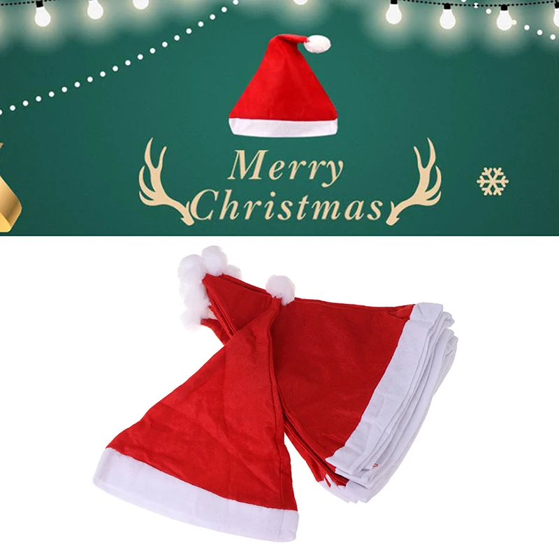

10Pcs Christmas Hat Santa Novelty Hat Kids Christmas Decorations New Year Navidad Cap Home Santa Claus Gift Party Supplies