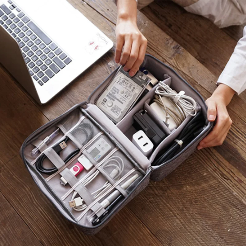 Travel Closet Earphone Storage Box, Portable Zipper Accessory Charger, Data Cable, Usb Cosmetic Storage Bag