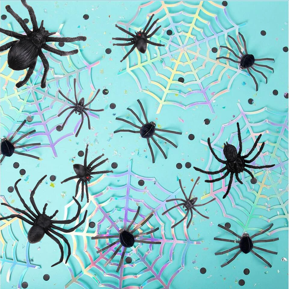 

1pack Horror Black Spider Haunted House Spider Web Bar Party Decoration Supplies Simulation Tricky Toy Kids Halloween Decoration