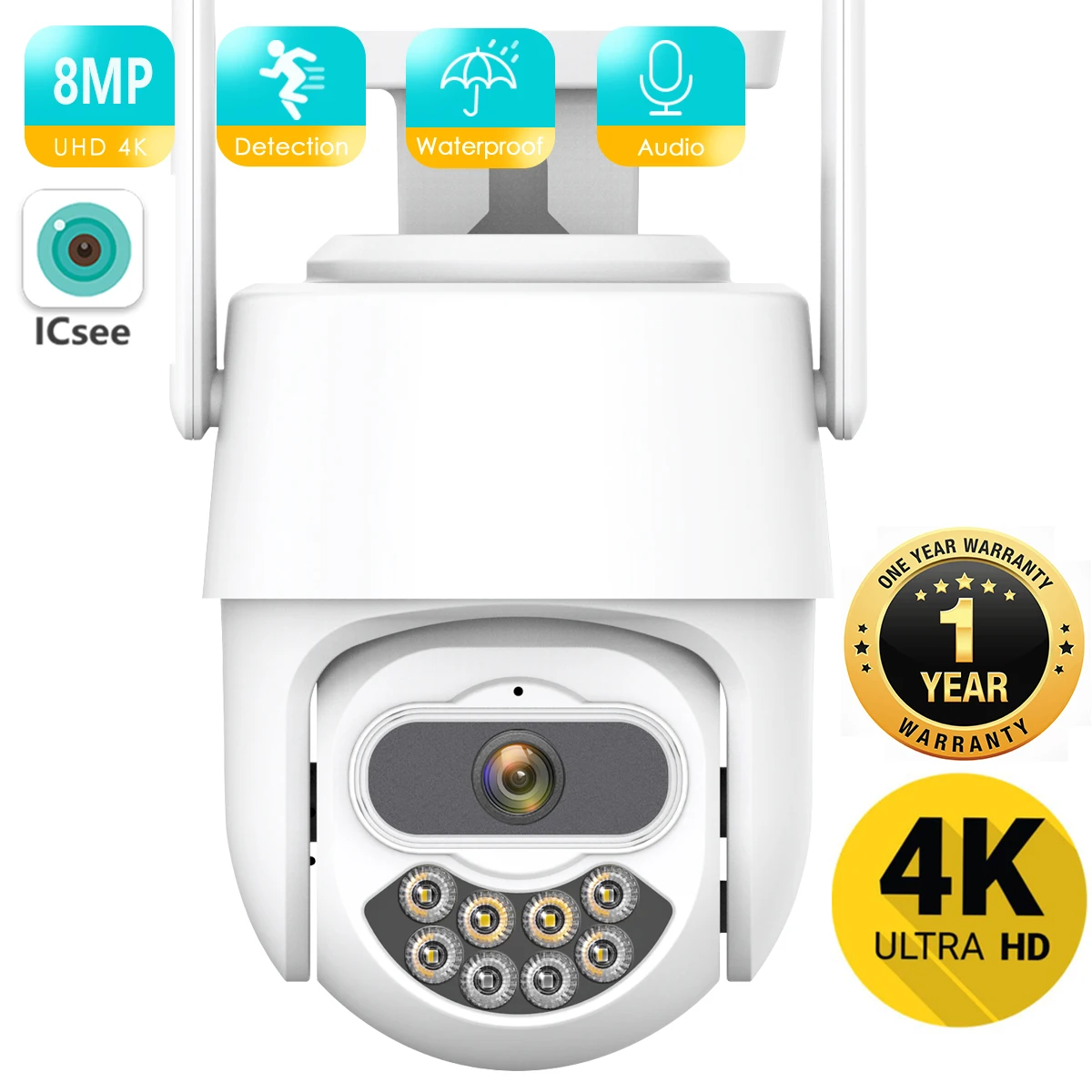 8MP 4K Безопасность Защита Wi-Fi Камера Умный Дом HD IP 5MP AI Отслеживание Видеонаблюдение CCTV iCsee