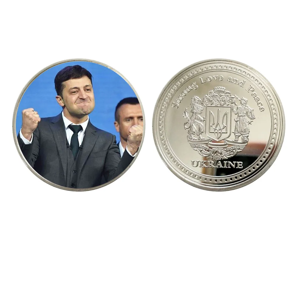 

President of Ukraine Silver Coin Zelensky Commemorative Metal Coin Challenge Coin Souvenir Gift Collection