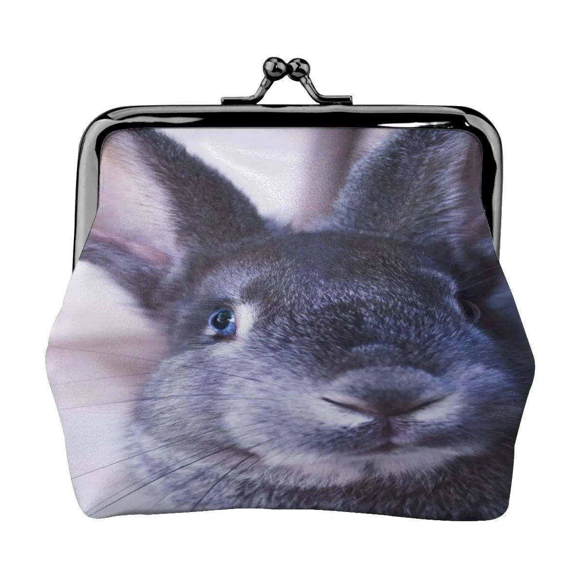 

Женский кошелек для мелочи, кошелек с держателем для карт, кошелек с милым кроликом и металлической рамкой, кошелек для девушек, маленький к...