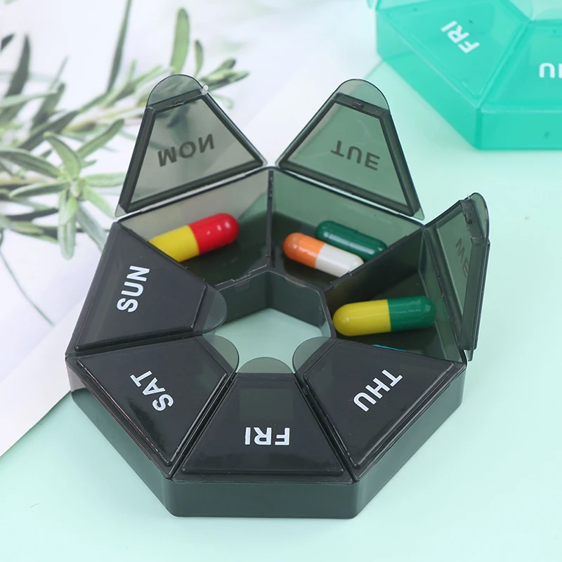 

Mini Round 7Day Medicine Pill Box Portable Travel Vitamin Box Sort Tablet Holder Organizer Container Cases Medicine Box