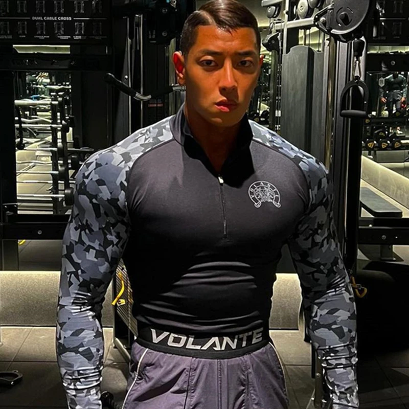 Футболка мужская облегающая с длинным рукавом эластичная компрессионная