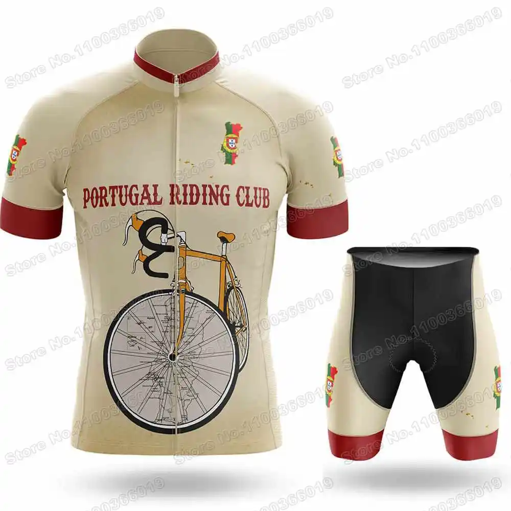 Винтажный комплект из футболки и шортов для езды в Португалии 2022 |