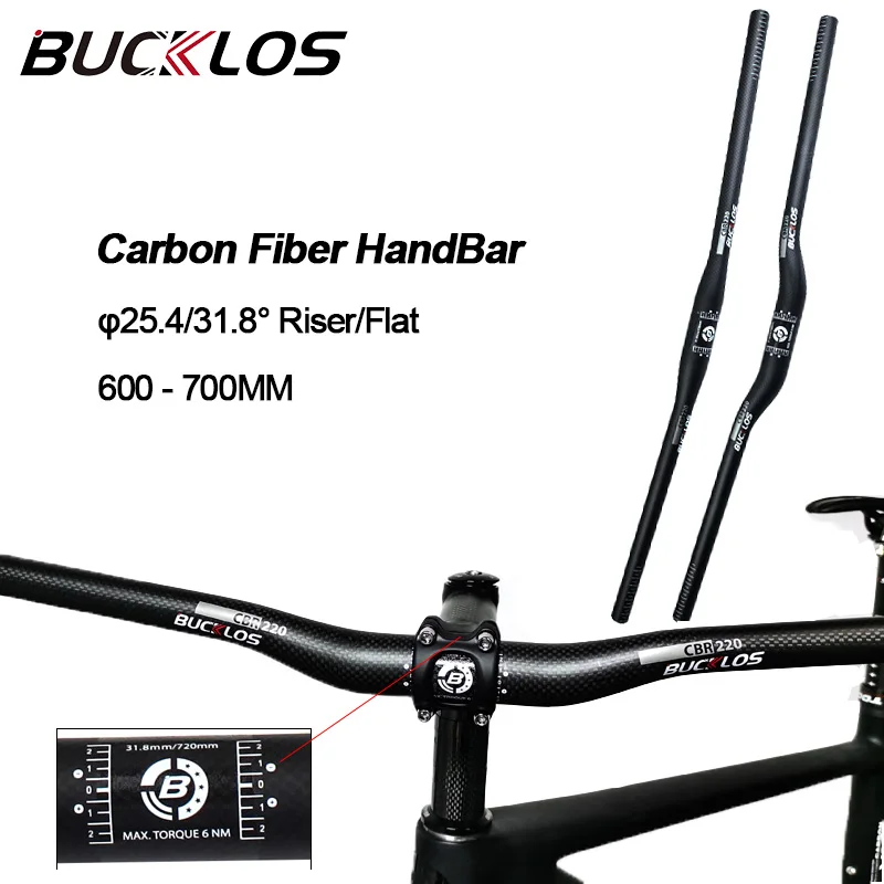

BUCKLOS Carbon Mtb Handlebar 25.4/31.8mm Matte Road Bike Bar Riser/Flat 660/720/760mm Mountain Bike Handle Bar Bycicle Parts