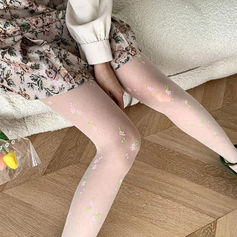 

Белые чулки, женские кружевные белые жаккардовые колготки в стиле "Лолита", маленькие цветочные колготки в корейском и японском стиле Jk