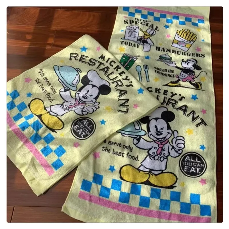

75x34cm Disney Mickey Restaurant Cartoon Cotton Terry Bath Towel Face Towel Super Soft Home Bathroom Washing Hand Face Towel