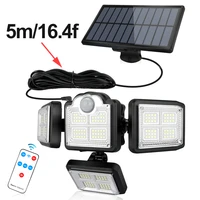 40w solar pir motion sensor light 198led outdoor garden wall lamp 192cob with remote waterproof security lights 3 modes lighting