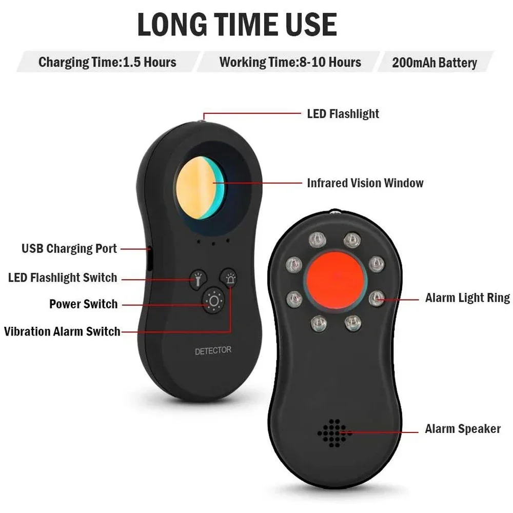 Мини Скрытая камера детектор безопасности шпион гаджеты призрак Finder с фонариком
