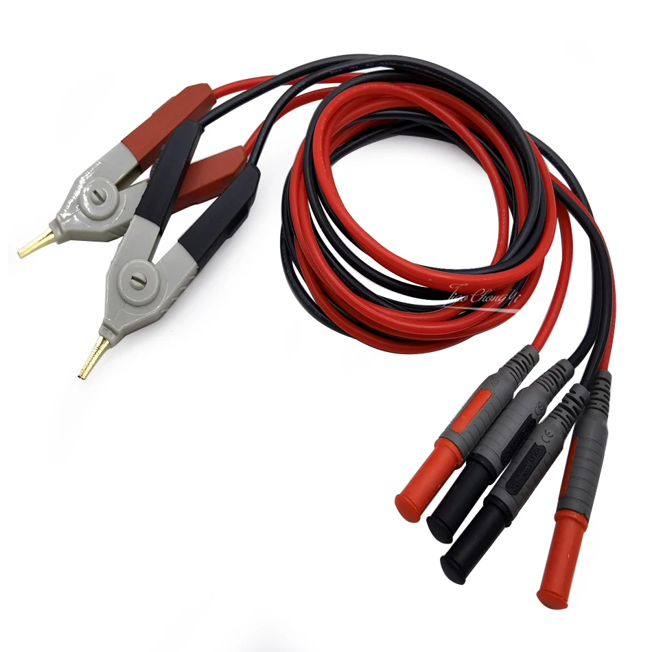Fio de Ligação do Teste do Medidor do Lcr de Fios da Ponta de Prova de Kelvin do Terminal da Braçadeira Cabo do Grampo com Extremidades do Conector da Banana