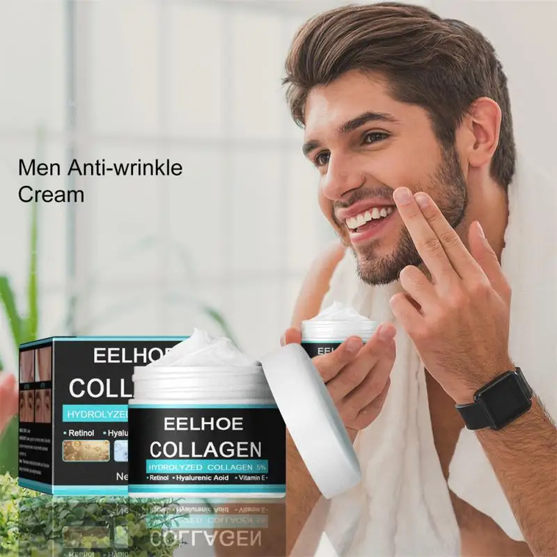 

EELHOE 10/50g Men's Anti Wrinkle Creams Collagen Hyaluronic Acid Vitamin E Cream Moisturizing Nourishing Facial Skin Care TSLM1