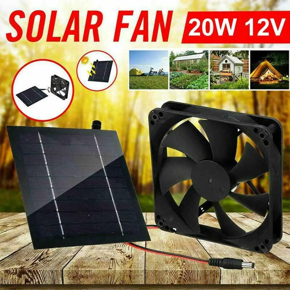 Portable 20W Solar Panel Powered Fan Mini Ventilator For Gre