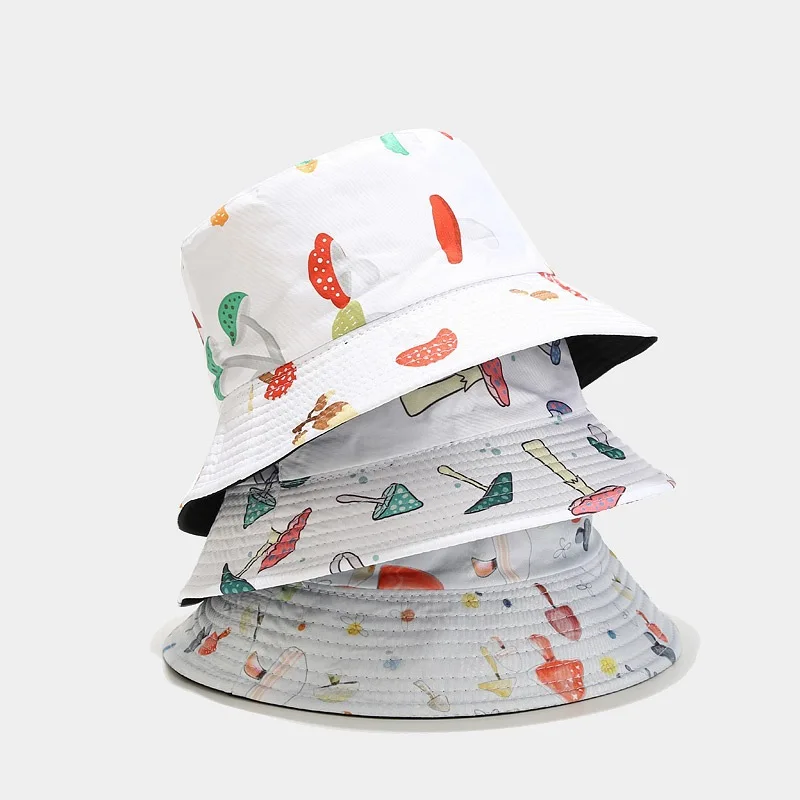 

Летняя Рыбацкая шляпа 2022, двустороннее ведро с принтом в виде грибов, женская панама в стиле хип-хоп, винтажная рыболовная шляпа