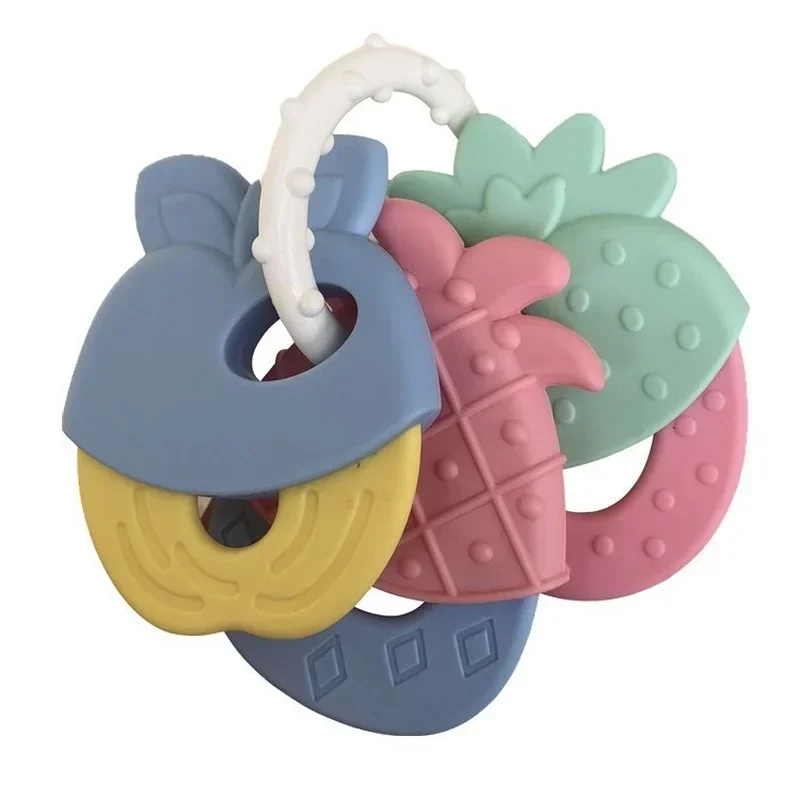 

Baby Rubber Rattle Teether Toy Newborn Chews Food Grade Silicone Teethers Infant Training Bed Toy Chew Toys Kid Baby Rattle
