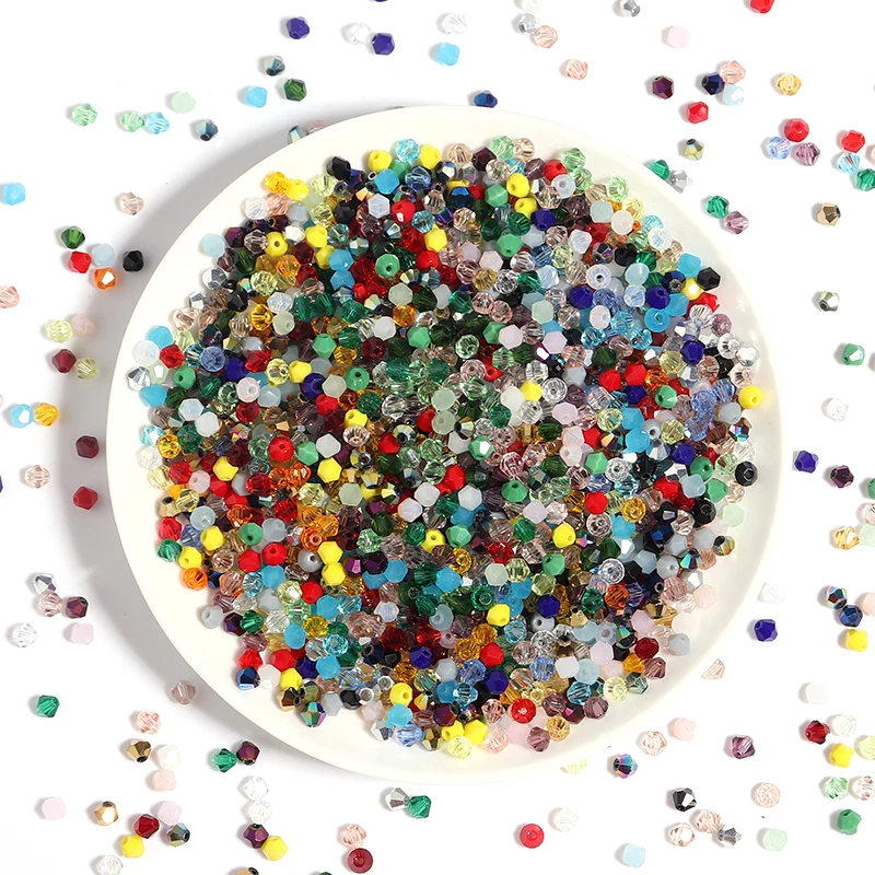 Бусины стеклянные граненые разноцветные 4 мм 200 шт./партия