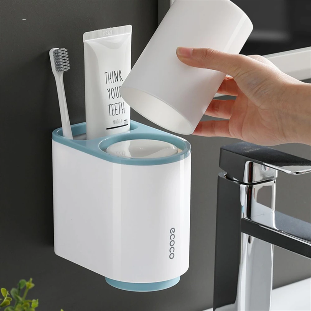 

Punch-Free Magnetic Wash Cup Hanger Wall Hanging Toothbrush Cup Organizer Comb Razor Holder Storage Rack Bathroom Accessories