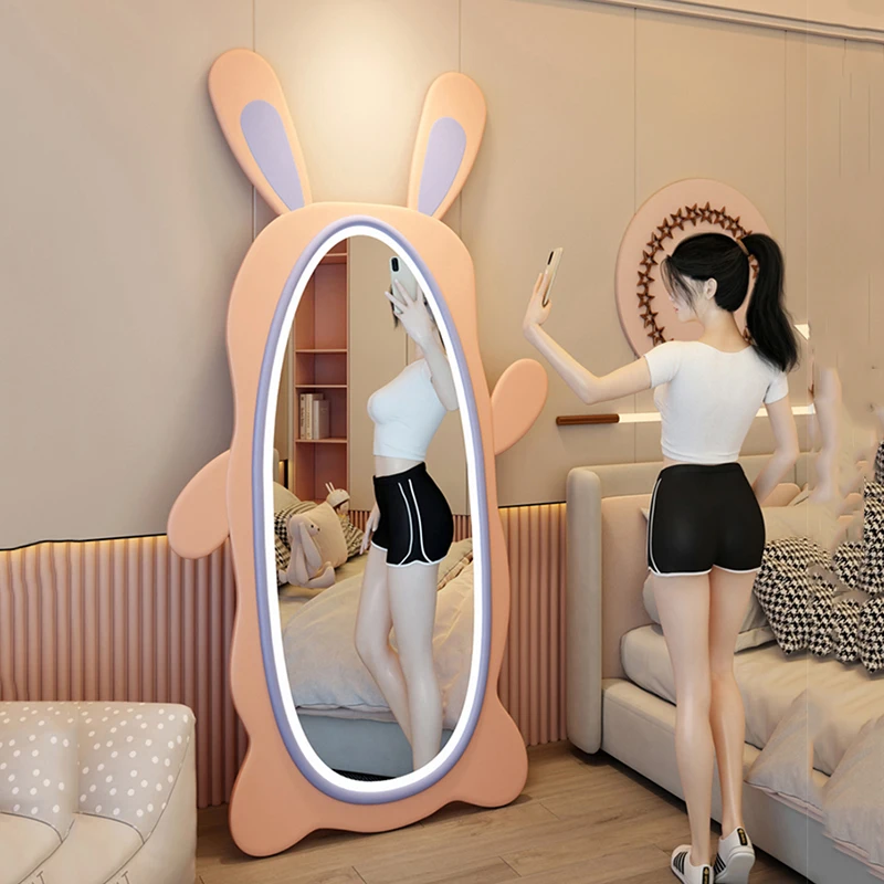 

Aesthetic Standing Decor Mirror Art Cute Modern Design Full Size Living Room Mirror Lamp Display Luxury Miroir Mural Furniture