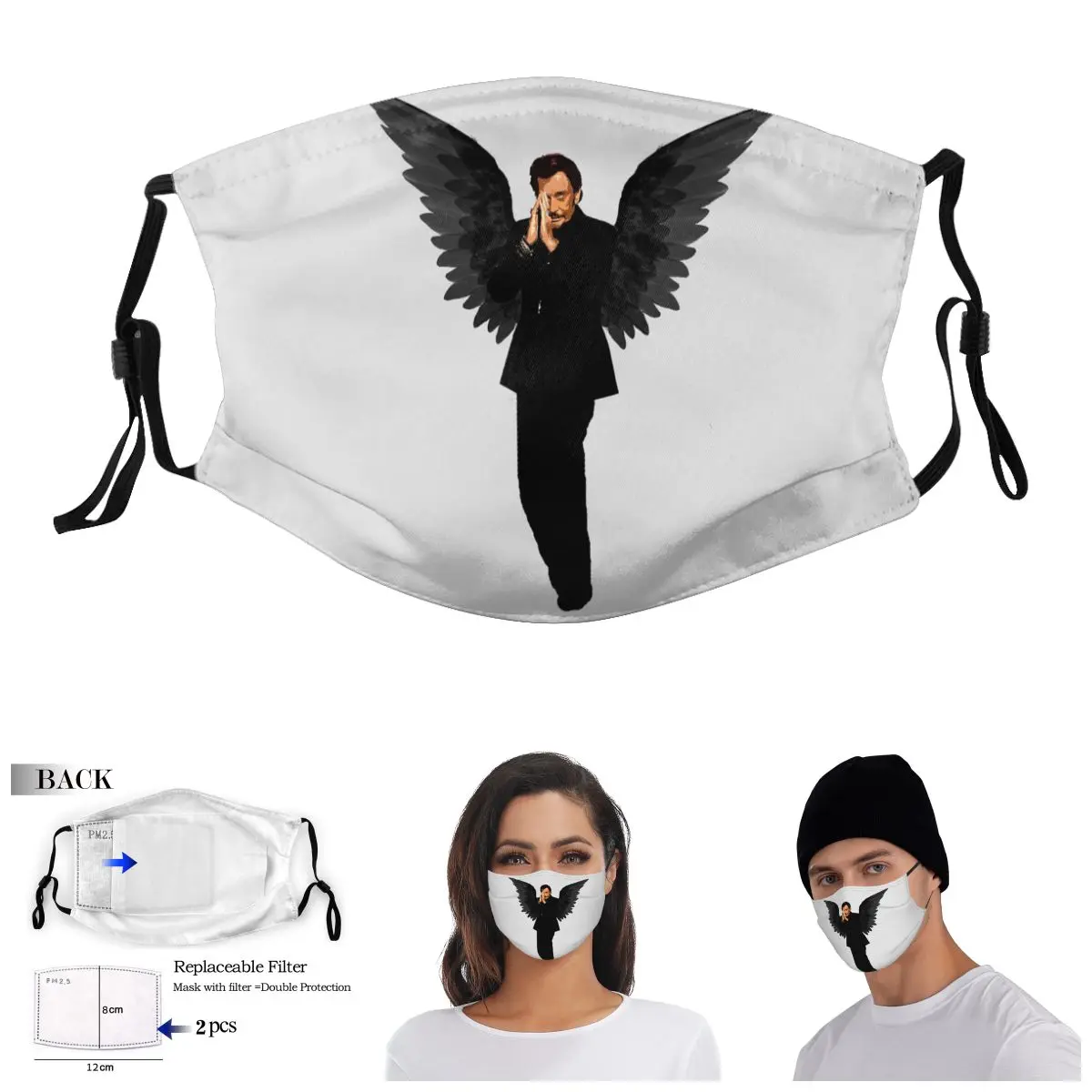 

Johnny And Hallyday Poster R337 Adult Dust Mask Casual False Front Activated Carbon Filter Mask