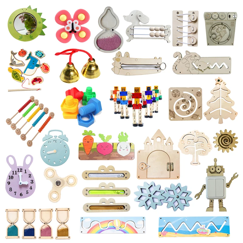 Tablero ocupado para niños, juguetes Montessori para bebés, actividad sensorial con cremallera, accesorios educativos, piezas de juegos