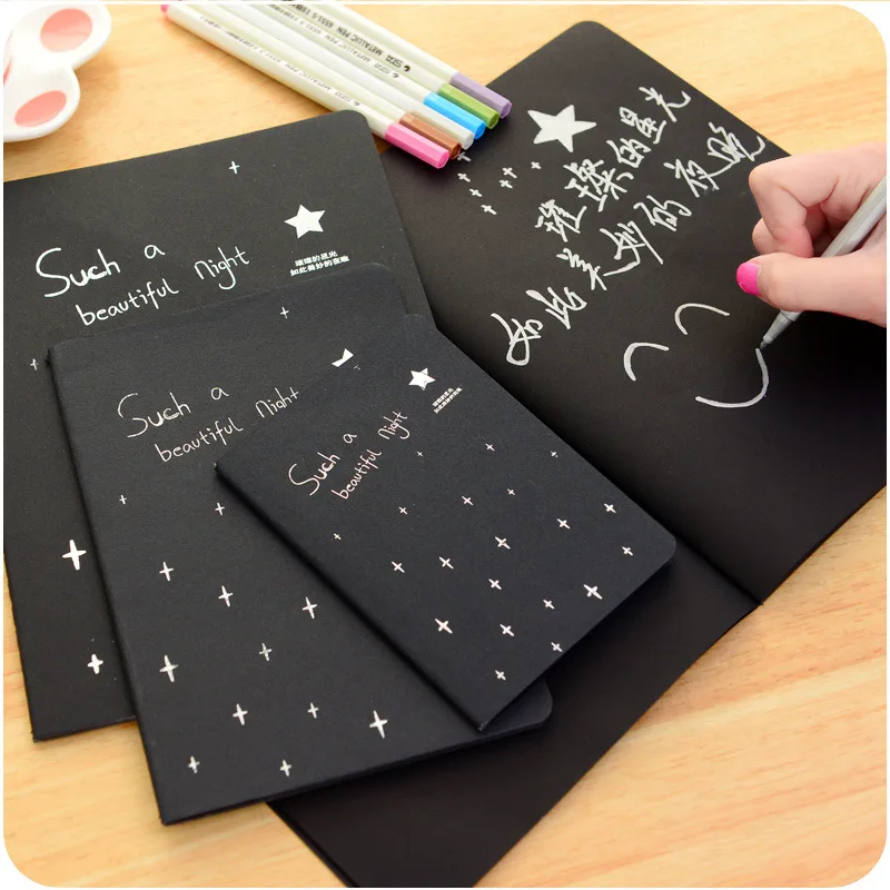 

1pcs Notebook Diary Black Paper Notepad 16K 32K 56K Sketch Graffiti Notebook for Drawing Painting Office School Stationery Gifts