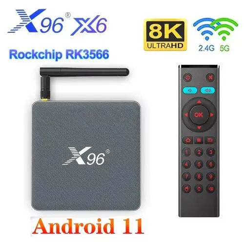 Микросхема X96 X6 Smart TV Box Android 11.0 OS RK3566 8 ГБ 64 128 BT Set Top USB3.0 2 4G/5G Dual Wi-Fi 1000M 4K 8K 3D