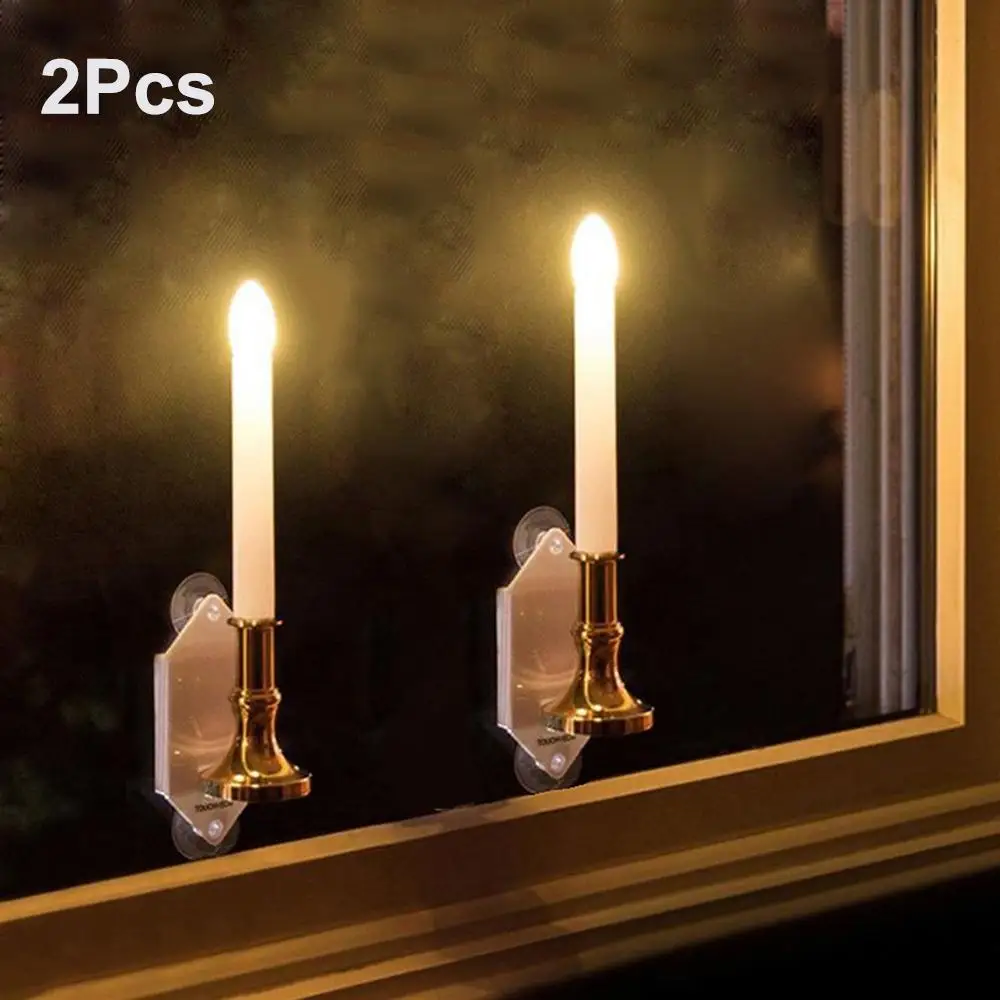 2pcs Solar LED Candle Light Solar Candles Flameless Lamp outdoor/indoor Window Decoration Wedding Party Decor Light