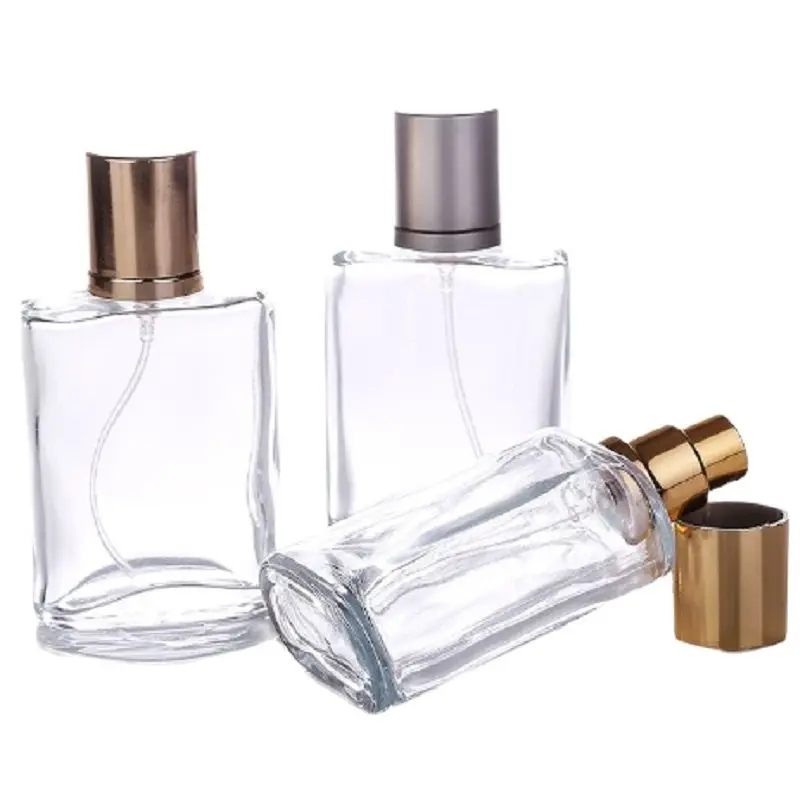 

Empty Perfume Bottle Mist Spray 30ML 50ML Flat Clear Transparent Glass Refillable Vials Gold Matte Silver Atomizer Bottles 10pcs