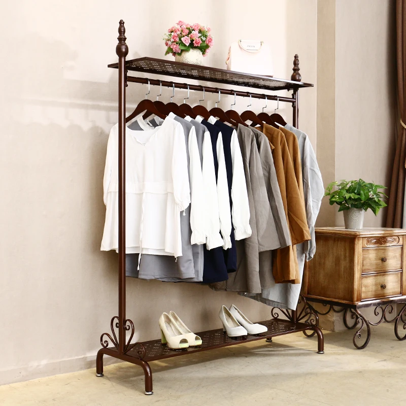 

Luxury Coat Clothing Rack Hangers Metal Garment Heavy Duty Clothes Rack Floor Standing Perchero Pared Nordic Furniture WWH35XP