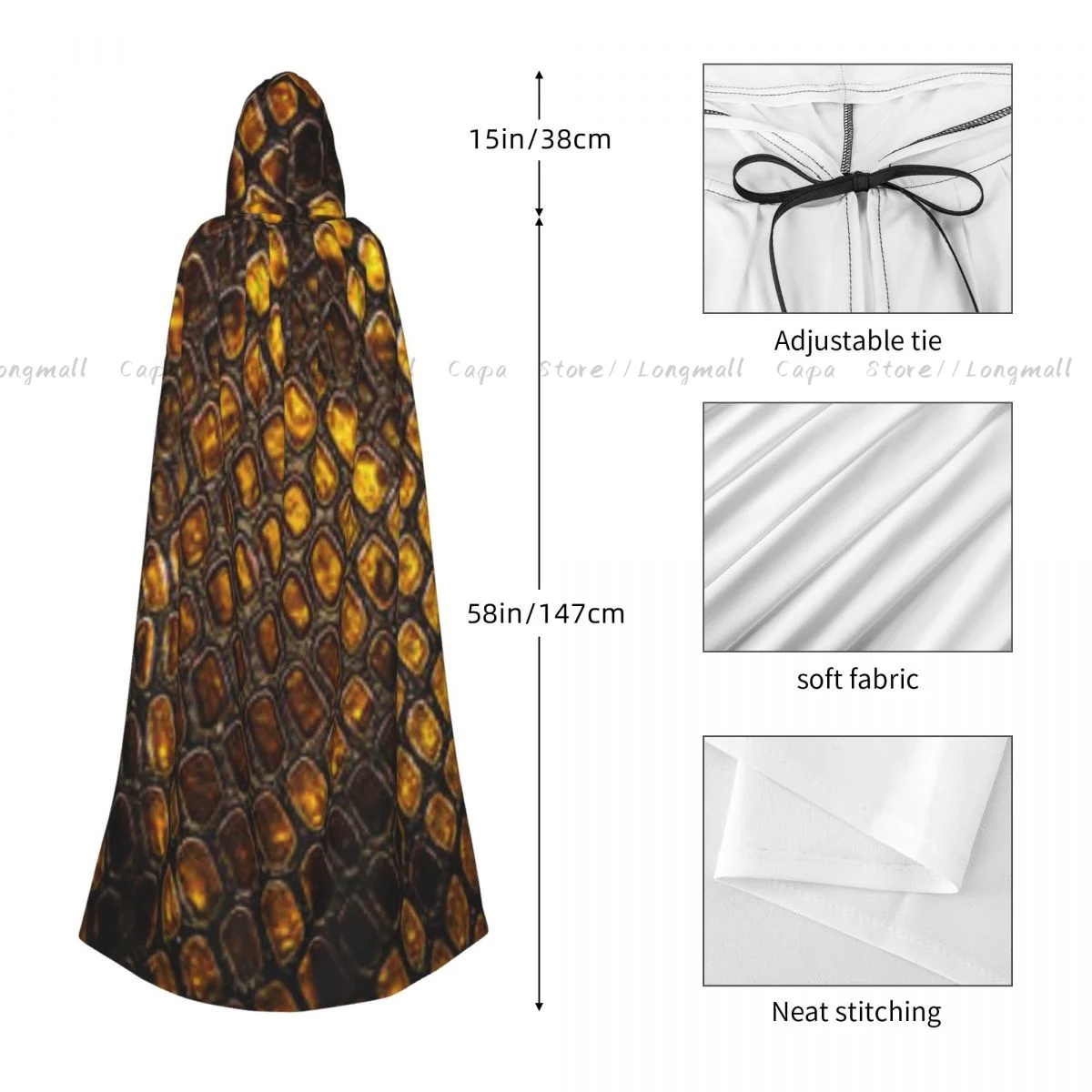 Плащ ведьмы с рисунком змеиной кожи костюм для косплея на Хэллоуин плащ унисекс