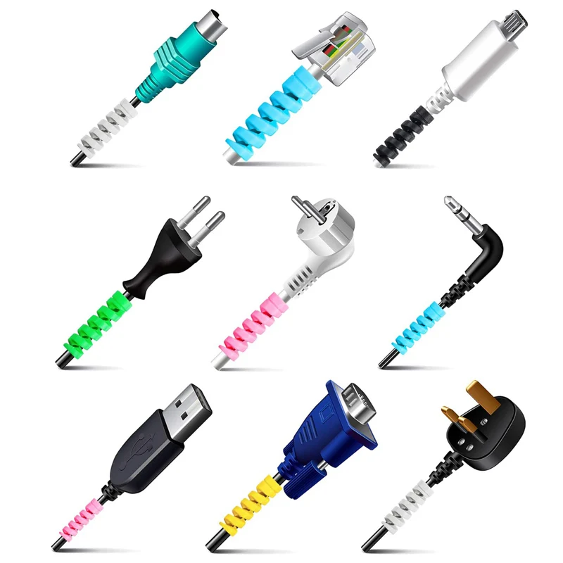 

Силиконовый гибкий протектор для зарядного кабеля, органайзер для управления проводами, спиральная защита для всех мобильных телефонов