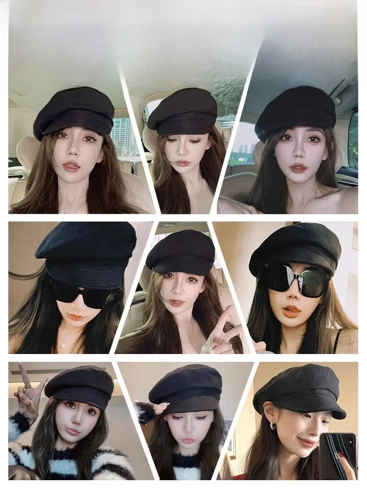 Белый берет Zhang Ruonan Same Sle весенне-осенняя женская кепка 2024 новая восьмиугольная