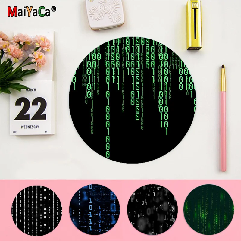

Коврик для мыши с двоичным кодом Matrix, круглый кожаный коврик для мыши для офисного компьютера, настольная клавиатура, большой коврик для мыши, подушка для ноутбука, офисный стол