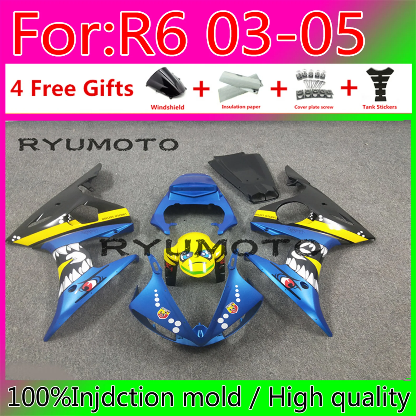 

NEW ABS Motorcycle Injection Fairing for YAMAHA YZFR6 YZF R6 2004 YZF600 R6 03 04 05 Bodywork Fairings 2003 - 2005