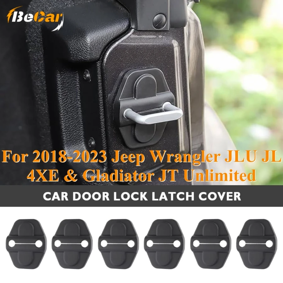 

6PCS ABS Car Door Lock Covers For 2018-2023 Jeep Wrangler JLU JL 4XE & Gladiator JT Unlimited Door Latch Lock Trim Cover Interio