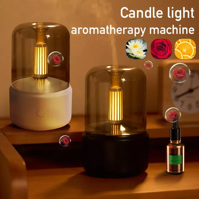 

Portable Candlelight Aroma Diffuser 120ml USB Air Humidifier Cool Mist Maker Fogger Oils Diffuser with LED Night Light
