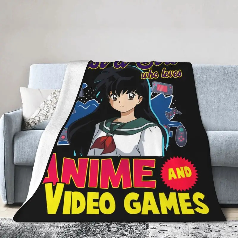 

Ultra-Soft Fleece Kagome Higurashi Throw Blanket Flannel Sesshomaru Inuyasha Anime Manga Blankets for Bed Home Sofa Bedspreads