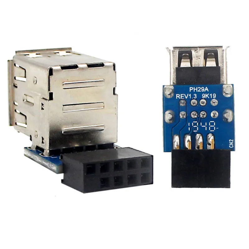 

Hot Sale USB 2.0 Motherboard Header 9pin Motherboard to 2 Ports USB 2.0 Dual USB A 9 Pin Female Adapter Converter
