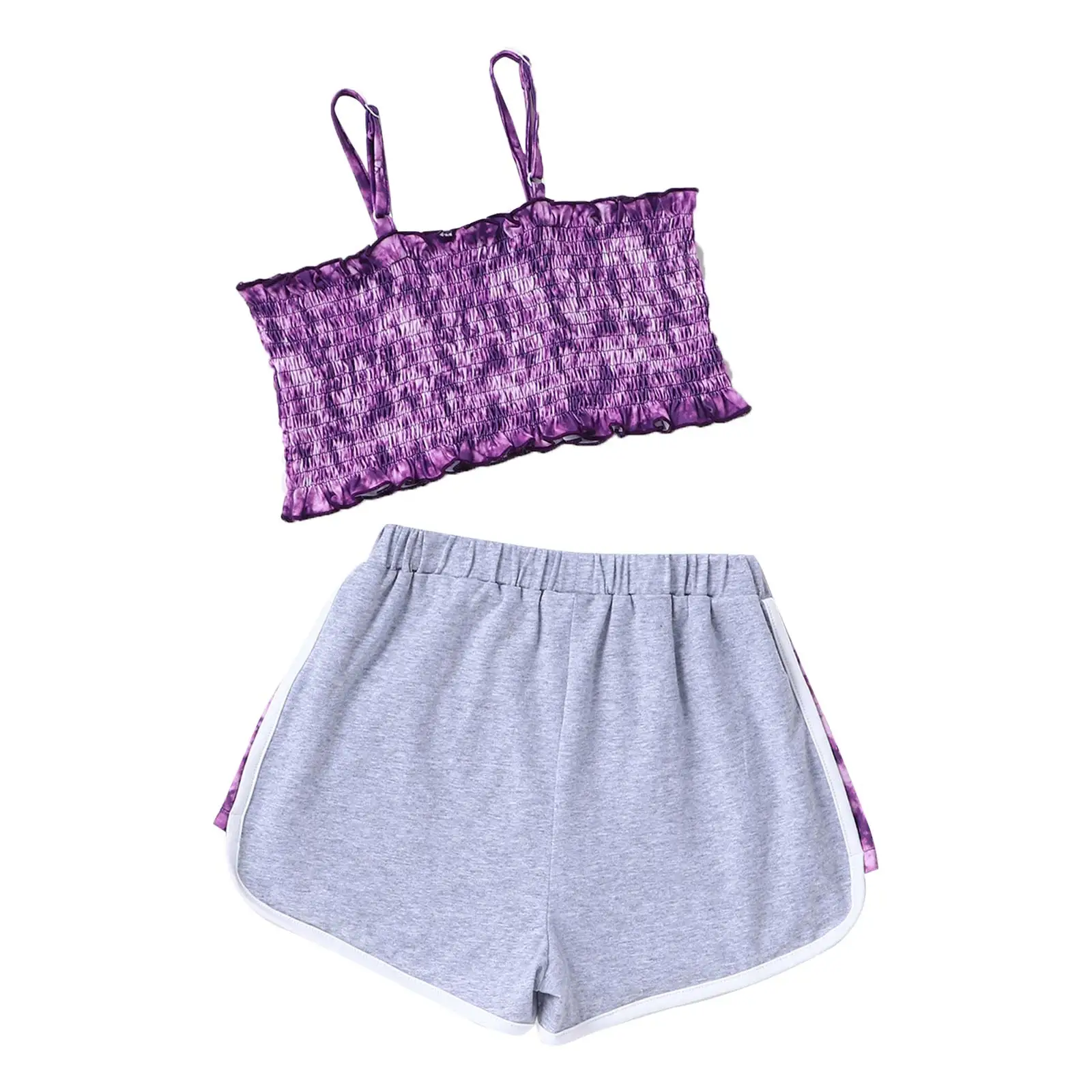 Летний модный детский спортивный костюм для девочек повседневный тренировочный