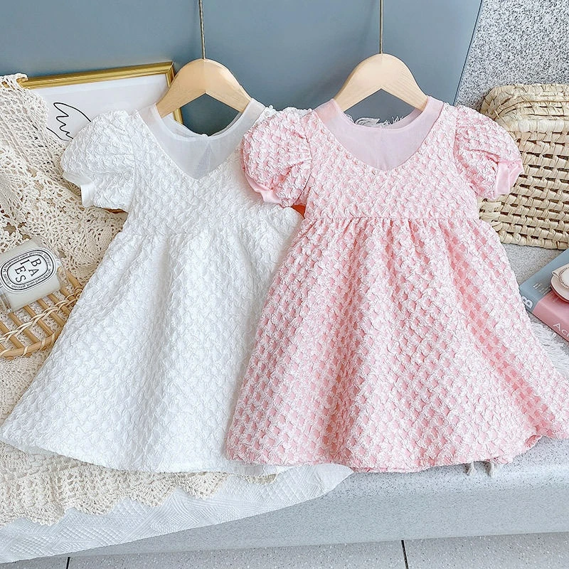 

Children Dress for Girl 2022 Summer New Puff Sleeve Lace Bow Princess Party Birthday Ball Dress Clothes Kids Vestidos Costume