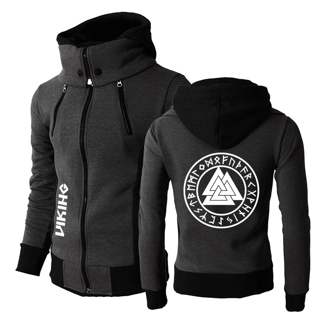 

2022 Odin Vikings Symbols Men Hoodies Jacket Spring Drawstring Zipper Sweatshirt Long Sleeve Pocket Pullover Autumn Coat Tops