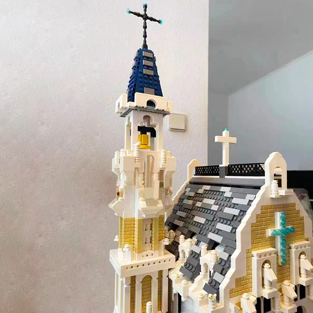 033006 креативный эксперт Moc средневековый город церковь кирпичи модульный дом